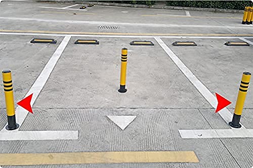 2 Pack Heavy Duty Metal Parking Bollards with Reflective Tape - 76x600mm Driveway Security Posts for Cars, Easy Installation - Ideal for Driveways, Parking Lots & Garages