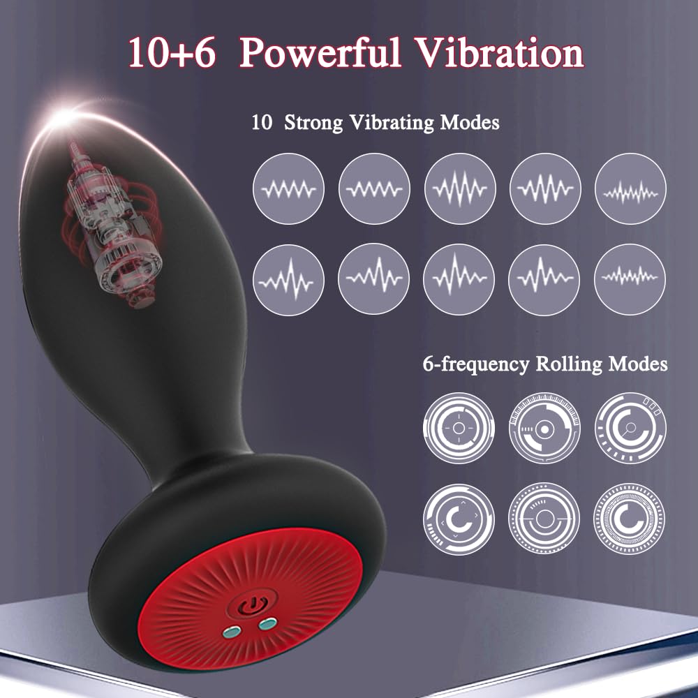 **Vibrating Anal Plug with App Control - 10 Vibration & 6 Rotation Modes, Prostate Massager for Men & Women, Couples Play - Perfect for Solo Pleasure, Couples Fun & BDSM Exploration**