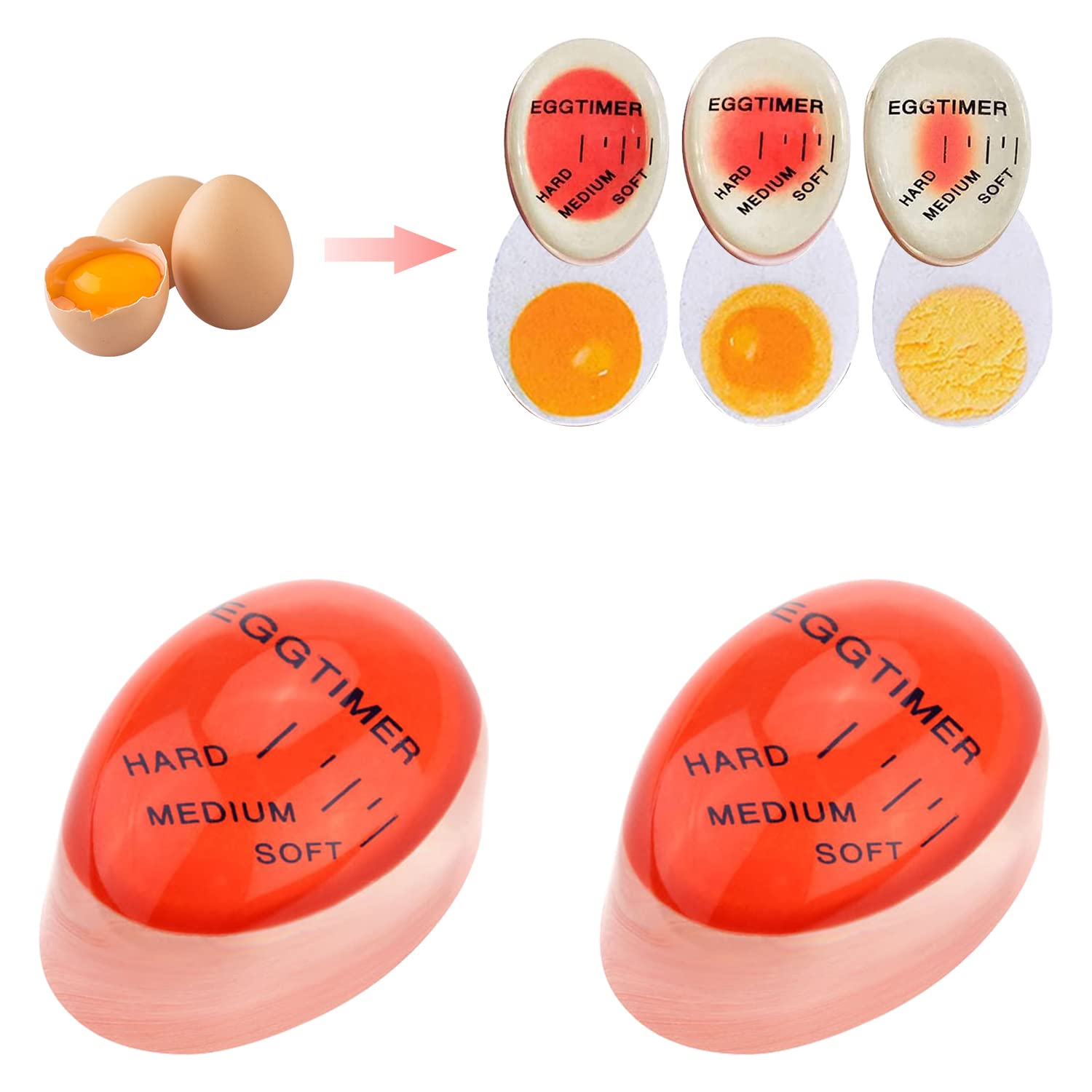 Prmape 2-Pack Color Changing Egg Timer for Perfect Boiled Eggs - Soft, Medium & Hard Boil Indicator - Reusable Kitchen Gadget for Cooking, Gifts & Home Use - Ideal for Breakfast, Meal Prep & Healthy Eating