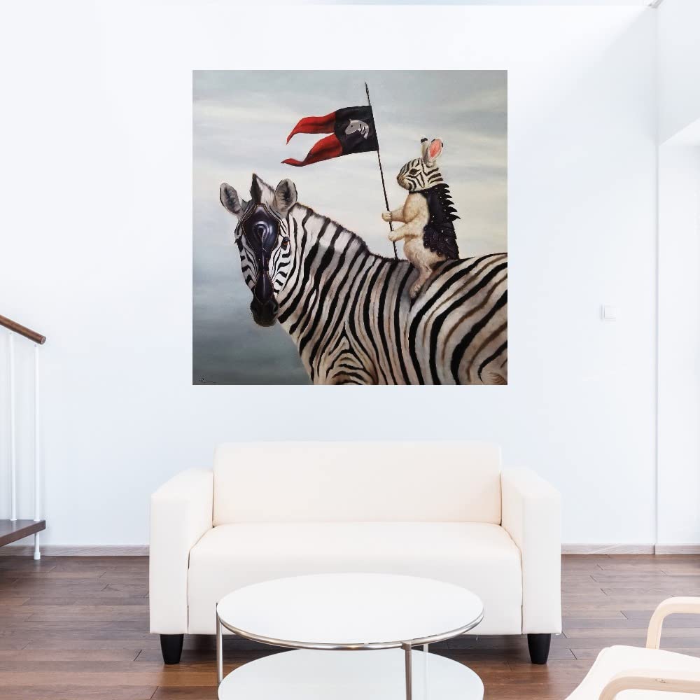 Striped Warrior Canvas Wall Art - 37x37 Inch Modern Abstract Painting by Lucia Heffernan - Ready to Hang Home Decor for Living Room, Bedroom, Office - Perfect for Contemporary Interior Design & Gift Giving