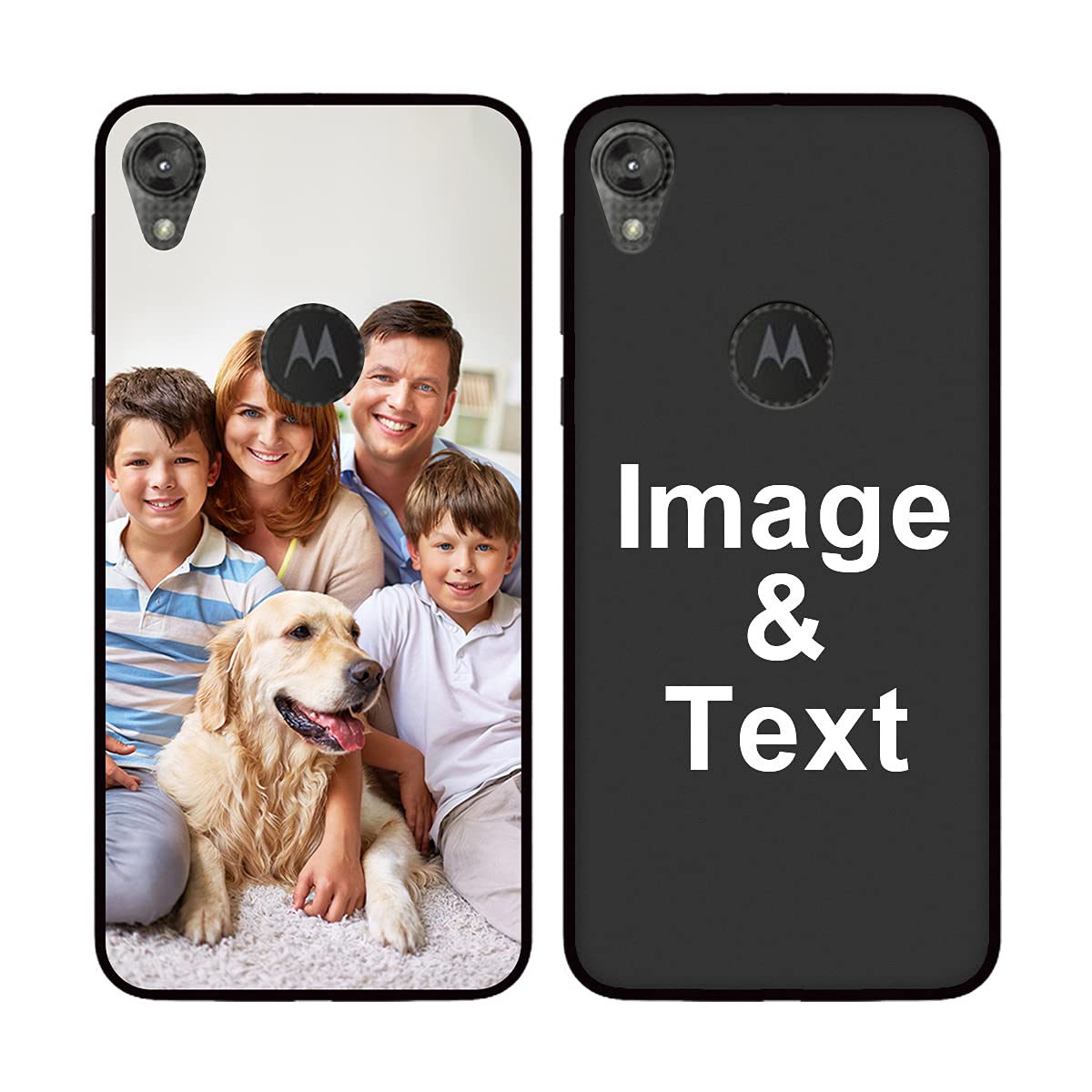 Customized Photo Case for Moto E6 - Personalized Picture Shockproof Silicone Phone Cover | Soft Candy Design | Christmas Birthday Thanksgiving Gift | Protective Black Phone Case for Everyday Use & Special Occasions