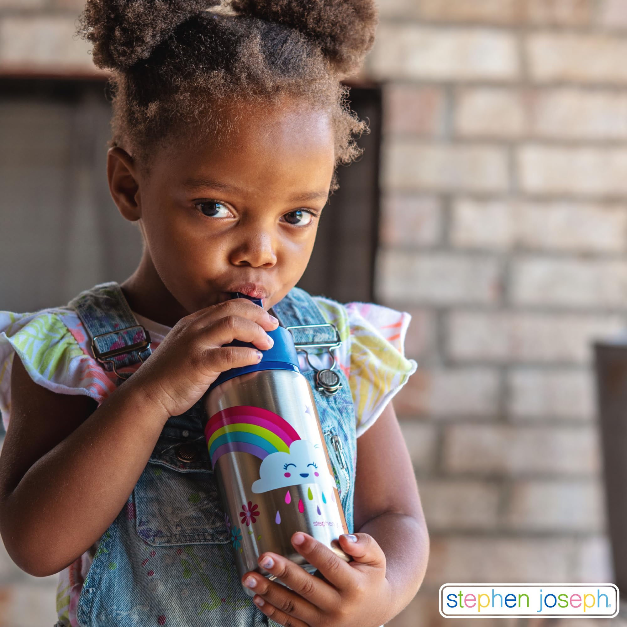 Stephen Joseph Double Wall Stainless Steel Insulated Water Bottle for Kids & Toddlers - 11.8oz BPA-Free Vacuum Insulated Bottle with Straw, Leakproof & Durable - Perfect for School, Travel & Outdoor Activities (SJ1212 ROCKET)