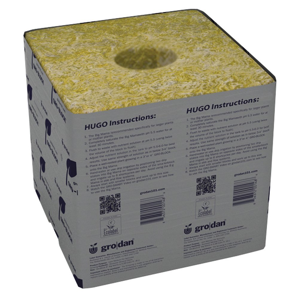 Grodan GRO-Blocks Plant Containers with Hole - 48 Count Wholesale Case for Hydroponic Gardening | Ideal for Seed Starting, Indoor Growing, and Commercial Greenhouses