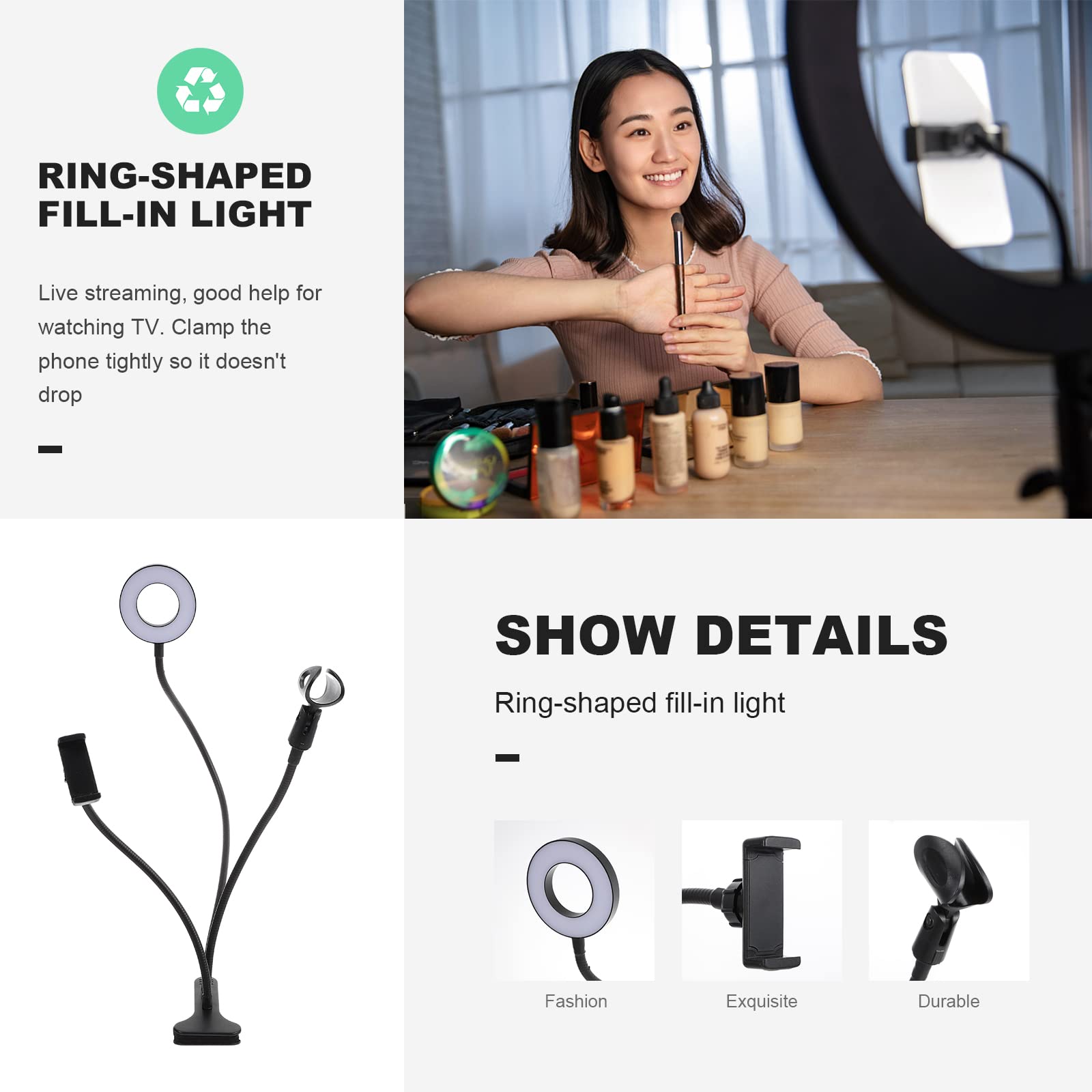 1 Set Adjustable LED Ring Light with Phone Holder - 3 Brightness Levels for Computer, Camera, Selfie, Makeup, Live Streaming & Video Calls - Perfect for YouTube, TikTok, Instagram & Zoom Meetings