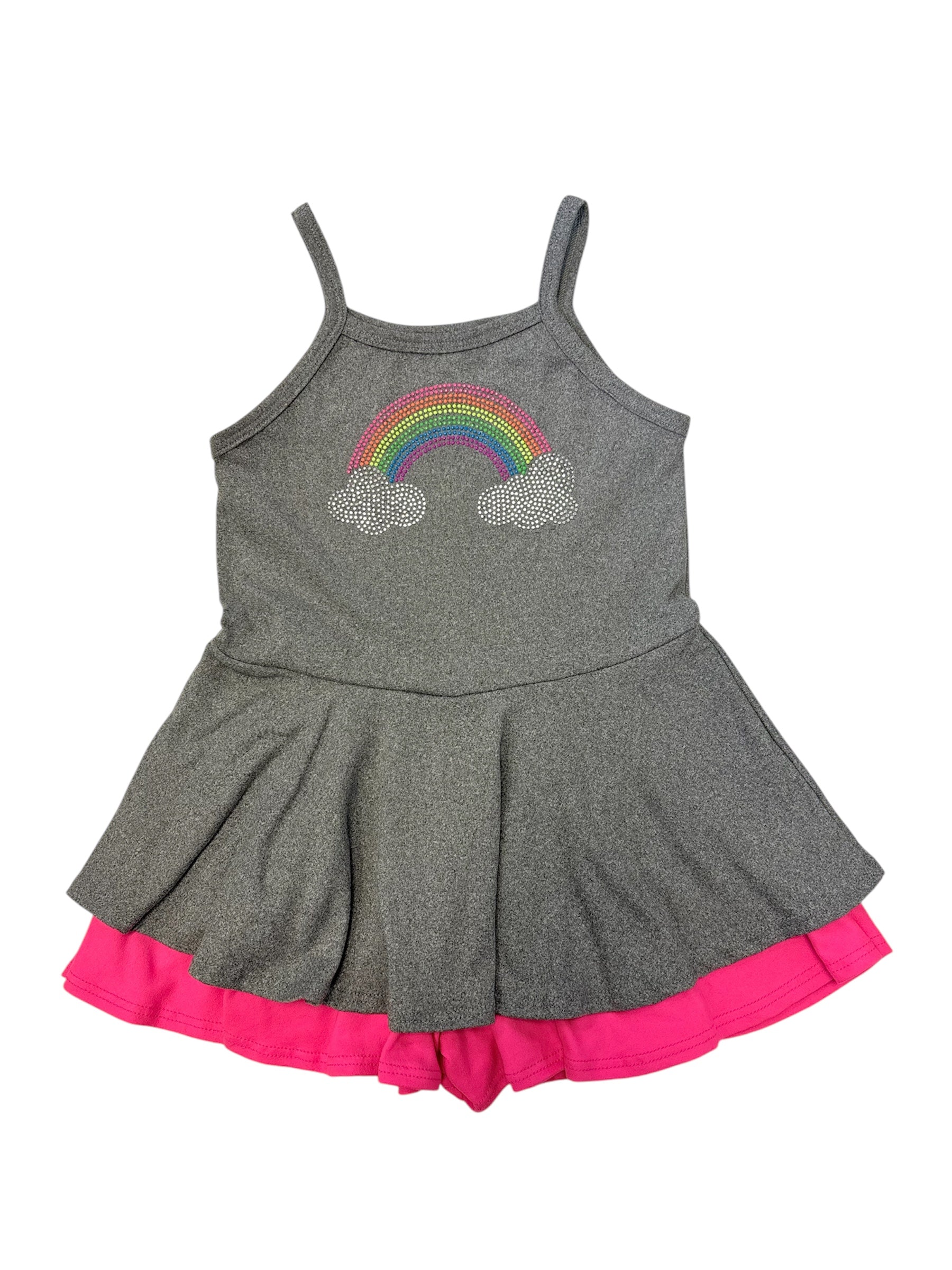 Sofi Grey/Pink Rainbow Dress for Women - Elegant Flowy Midi Dress for Casual Outings, Parties & Summer Vacations