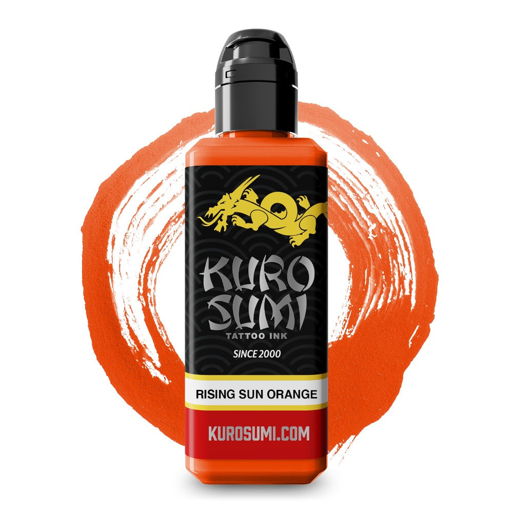 Kuro Sumi Rising Sun Orange Tattoo Ink - High Quality, Vibrant Color for Professional Tattoo Artists - Perfect for Sleeves, Traditional & Japanese Style Tattoos