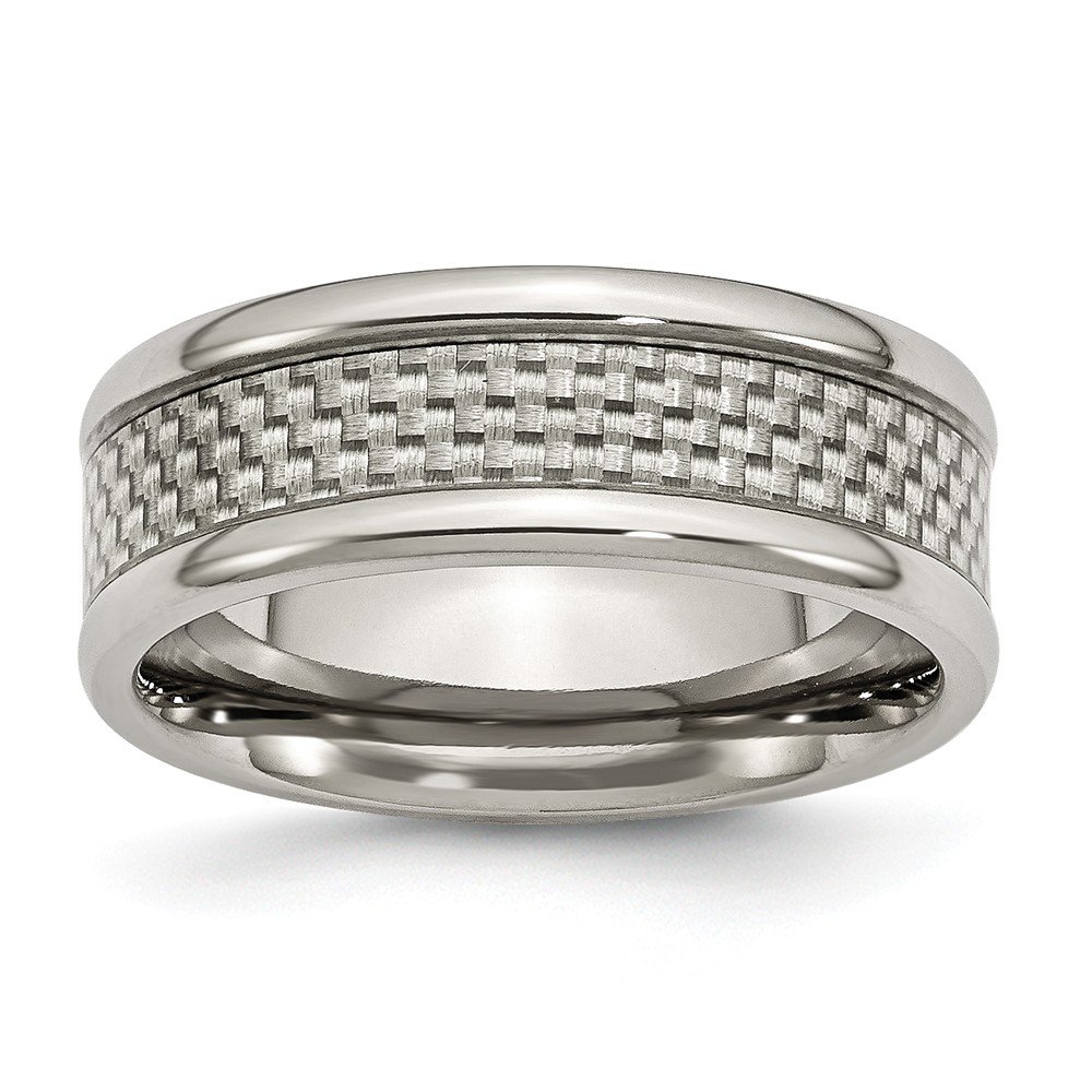 8mm Solid Titanium Grey Carbon Fiber Inlay Men's Wedding Band Ring - Durable & Stylish for Everyday Wear & Special Occasions