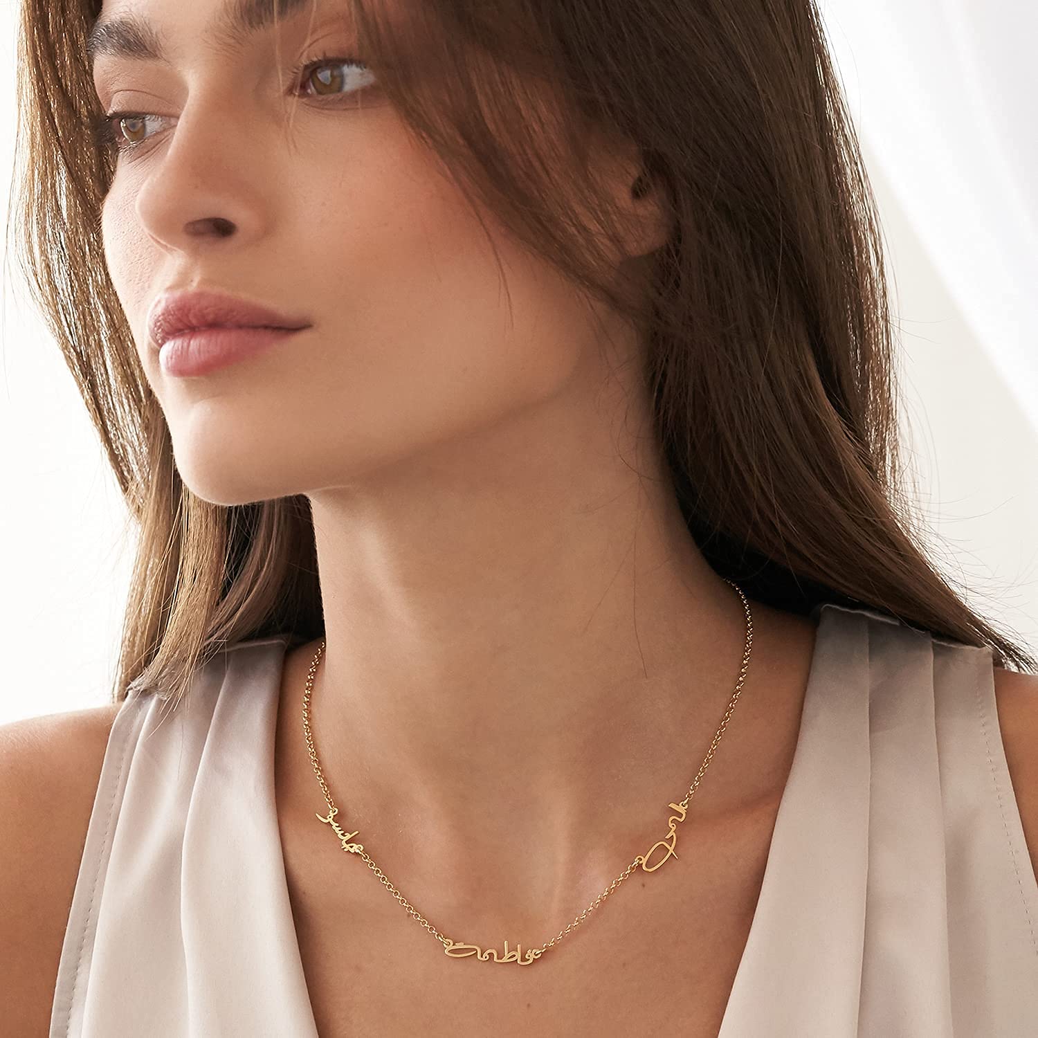 Custom Arabic Name Necklace - Personalized Nameplate Pendant Jewelry for Women - Elegant Dainty Gift for Her, Mom, Wife - Perfect for Mother's Day, Christmas, Birthday Gifts - Everyday Wear, Date Nights, Special Occasions