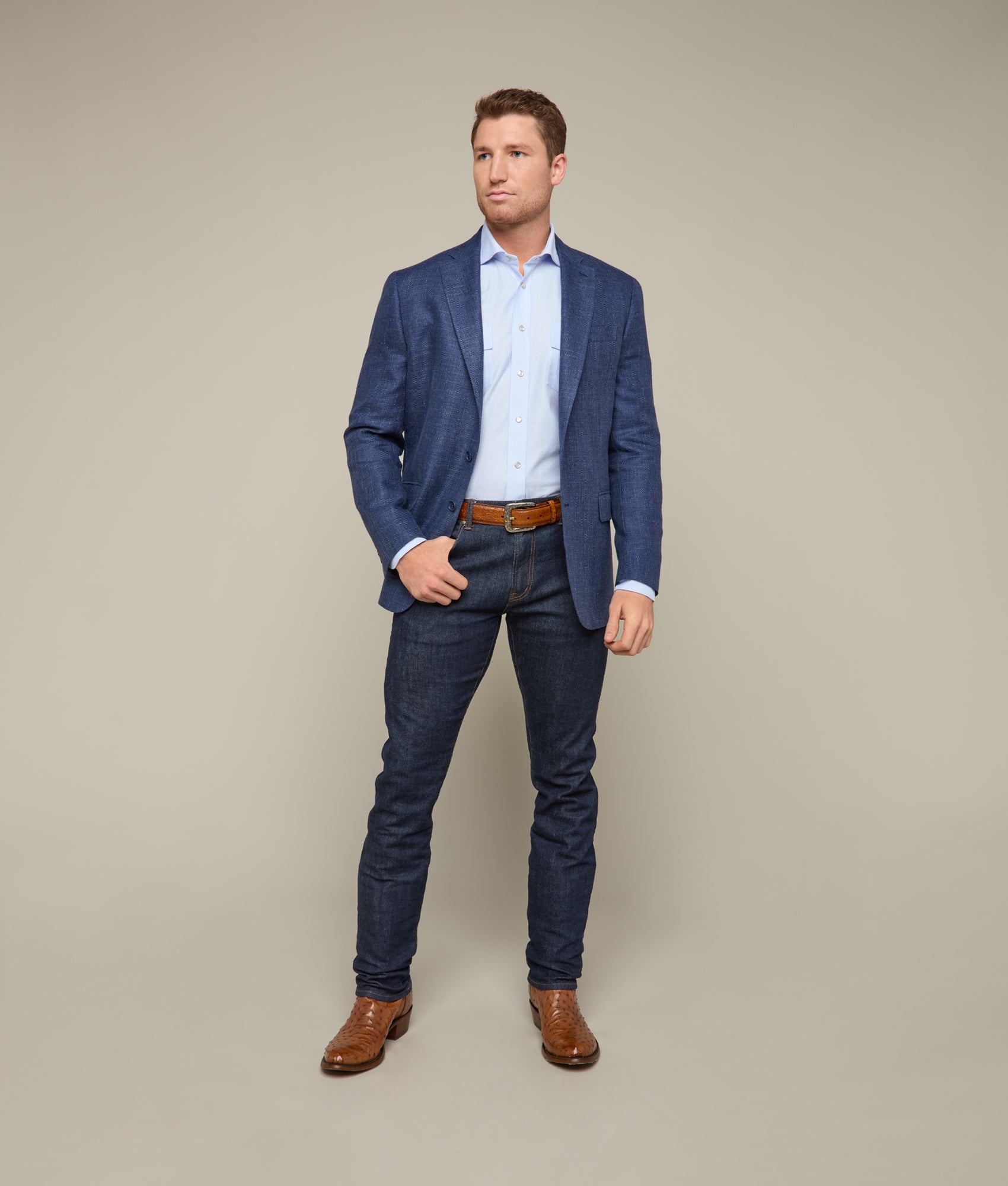 Lucchese Men's Navy Sport Coat - Premium Wool Blazer for Business, Office & Formal Events | Classic Fit & Stylish Design for Professional & Special Occasions