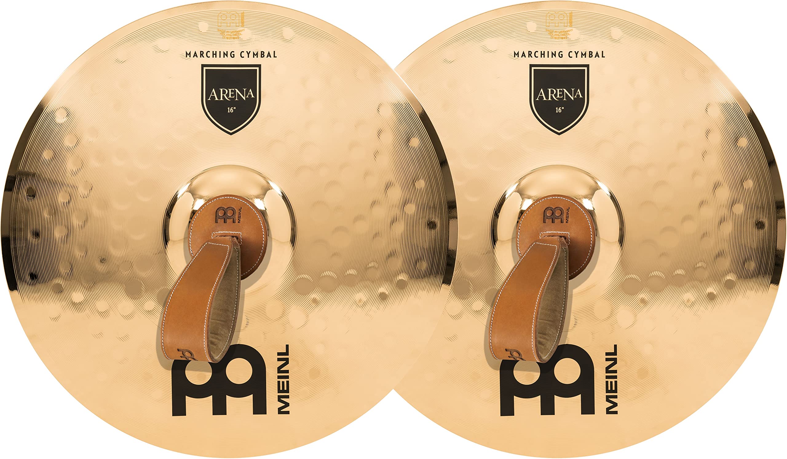 Meinl 16” Professional Arena Marching Cymbal Pair with Straps - Bronze Alloy Brilliant Finish - Made in Germany - 2-Year Warranty (MA-AR-16) - Perfect for Drum Corps, Marching Bands & Live Performances