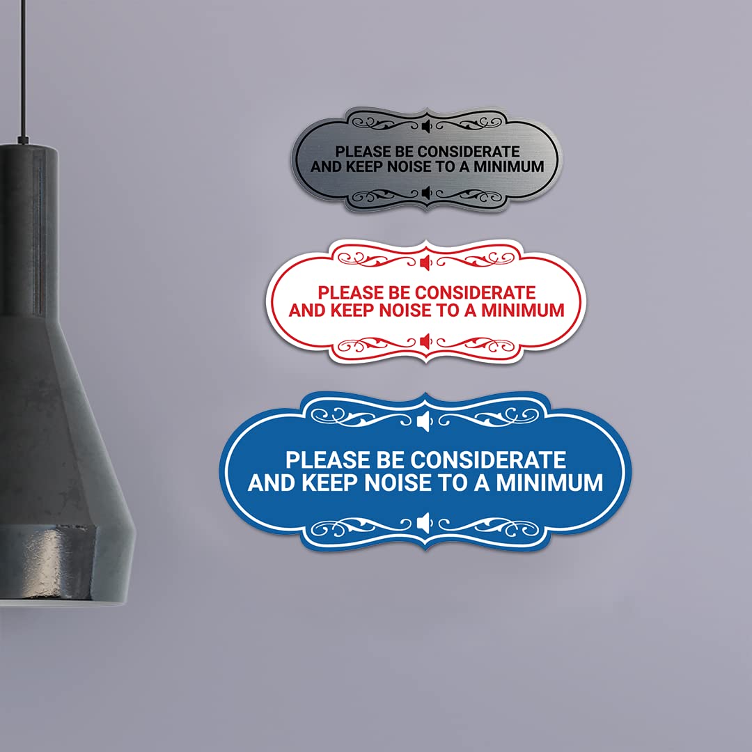 Elegant 'Please Be Considerate and Keep Noise to a Minimum' Sign - Ivory & Dark Brown - Medium Size - Perfect for Apartments, Offices, and Shared Spaces