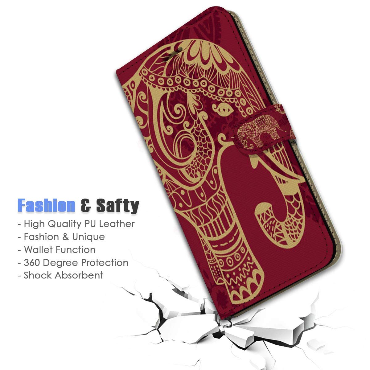 Premium Flip Wallet Phone Case for Samsung Galaxy A20 & A30 - A21111 Art Elephant Design | Slim Protective Cover with Card Slots | Perfect for Work, Travel & Daily Use