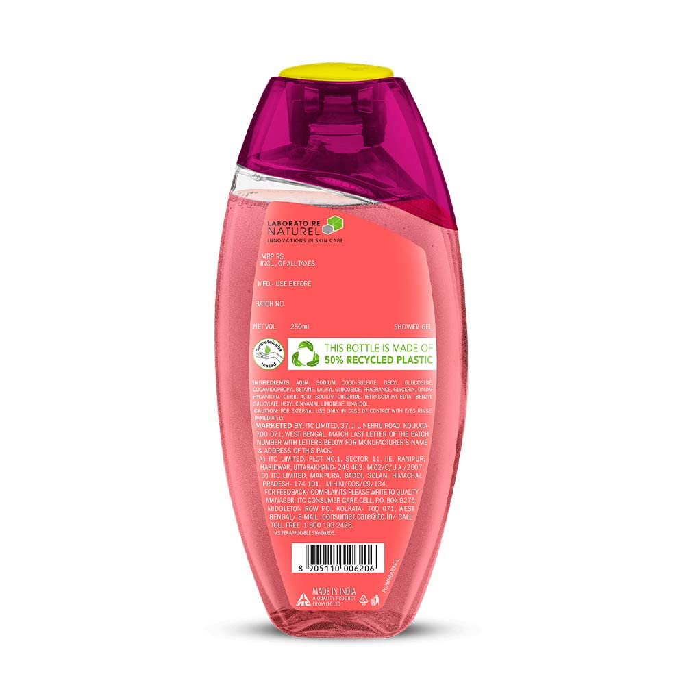 Fiama Happy Naturals Body Wash Shower Gel - 250ml Plum Blossom & Ylang Scent - 97% Natural Ingredients for Women & Men - Gentle on Sensitive Skin - Refreshing Daily Shower Experience