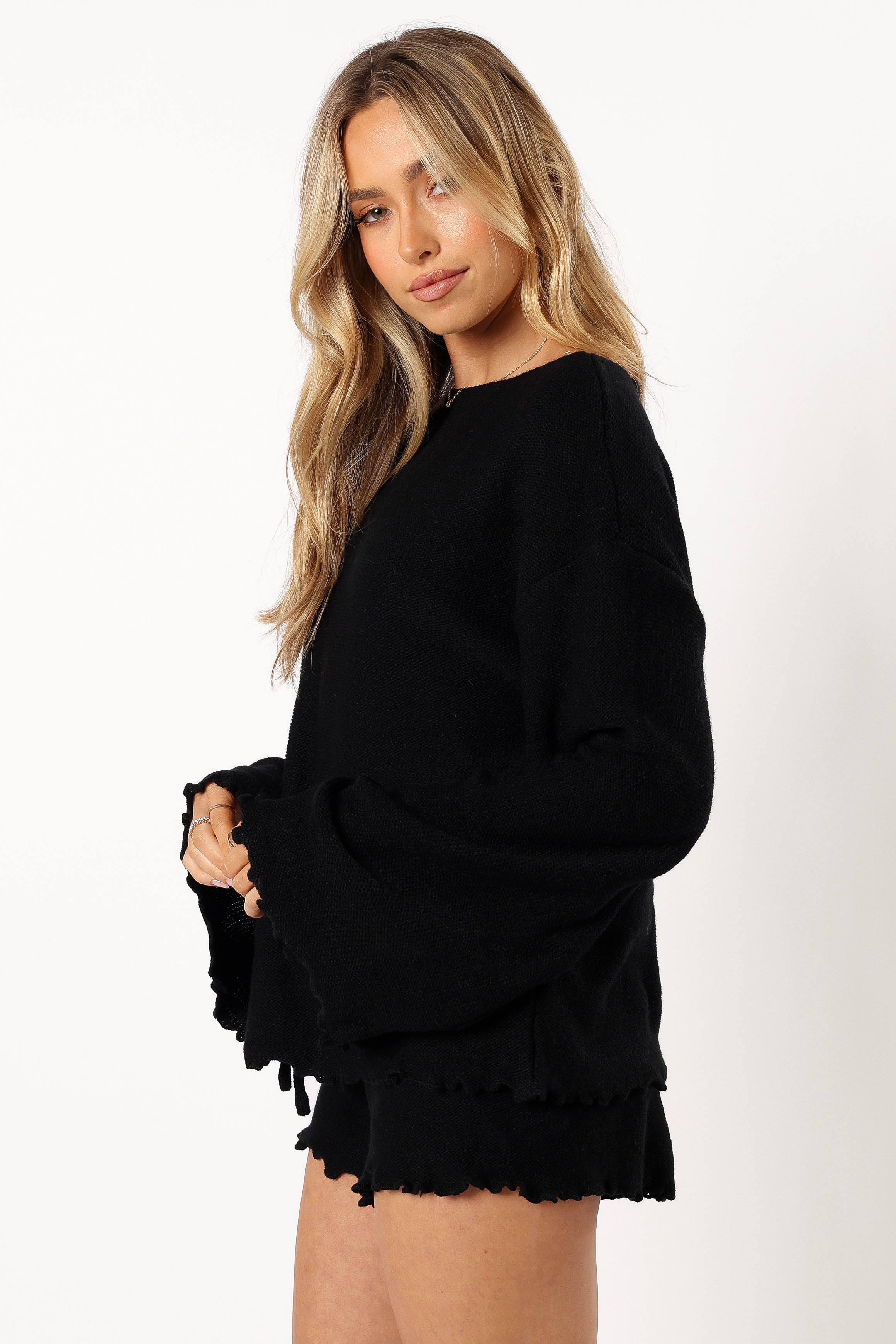 Christina Knit Set - Women's Black Knit Sweater & Skirt Outfit | Cozy Winter Fashion for Casual Wear & Holiday Parties