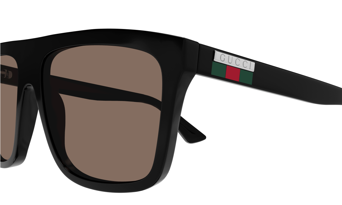 Gucci GG 0748S 005 Polarized Sunglasses for Men - Black/Brown Rectangular Frame - UV Protection & Anti-Glare - Perfect for Driving, Beach & Outdoor Activities