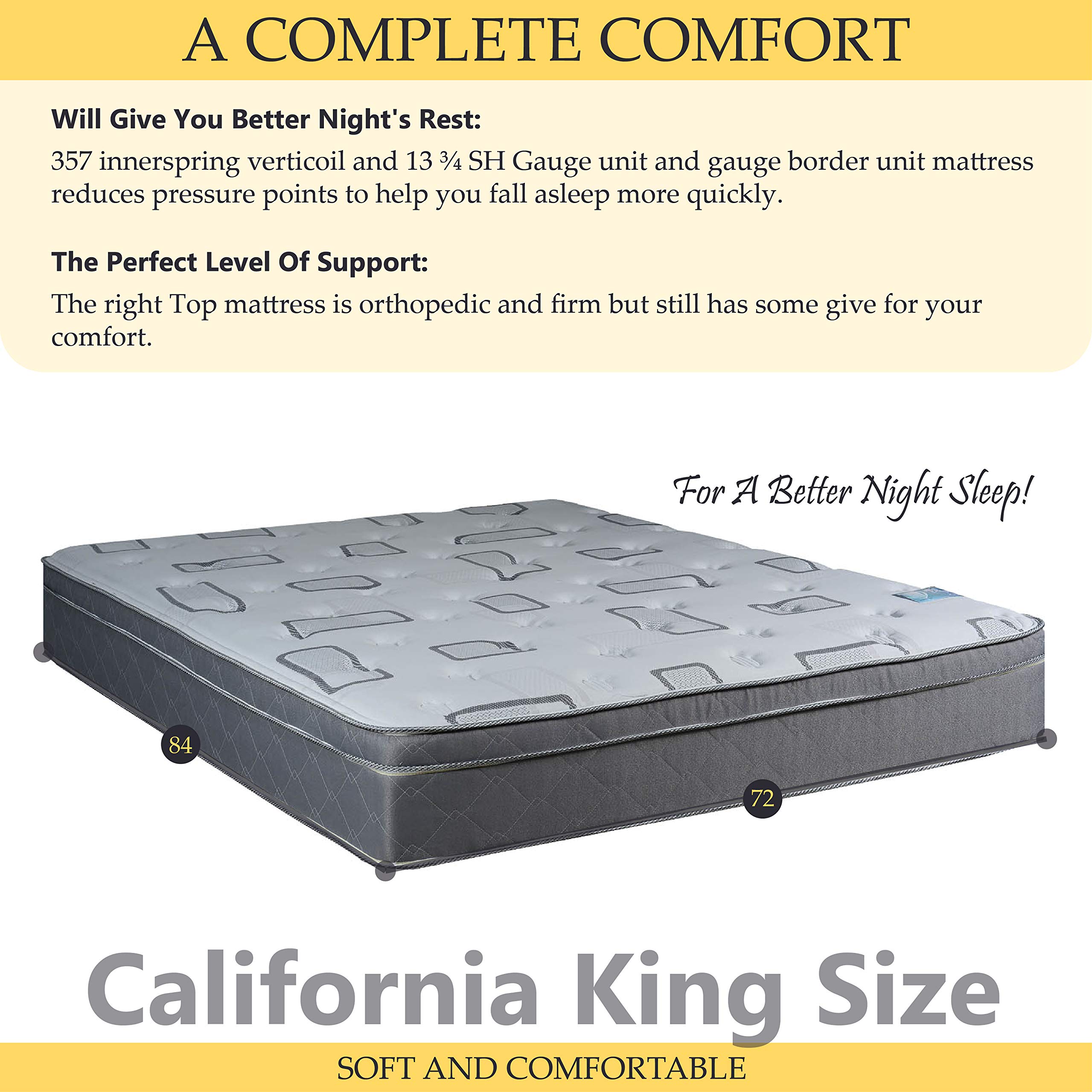 Medium Plush Foam Encased Hybrid Eurotop Pillowtop Innerspring Mattress & 8