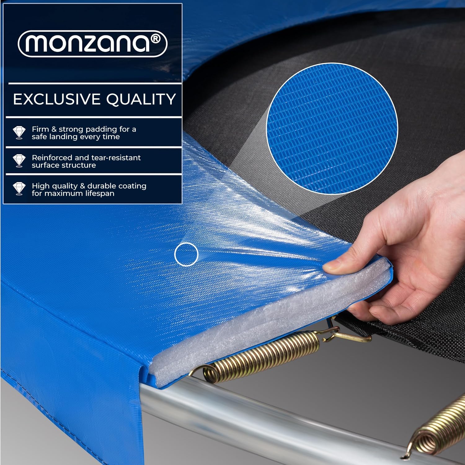 MONZANA® 6ft Trampoline with Safety Enclosure Net - 183cm Outdoor Trampoline Set Includes Ladder, Spring Tool & Edge Cover - Kids Backyard Trampoline for Garden, Playground & Outdoor Fun - Blue & Black