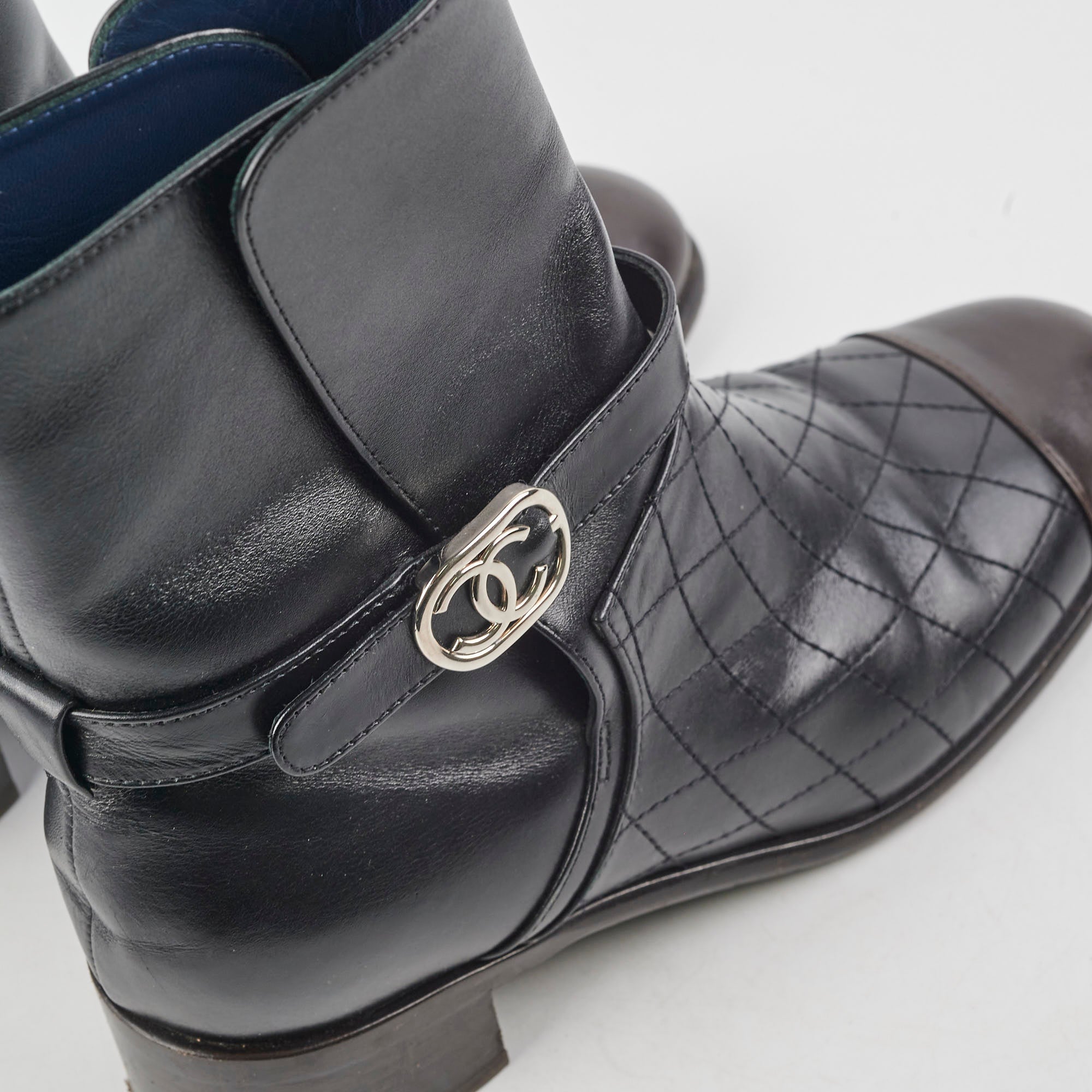 Chanel Black Leather Ankle Boots Women's Size 38 - Stylish & Comfortable for Office, Party & Night Out