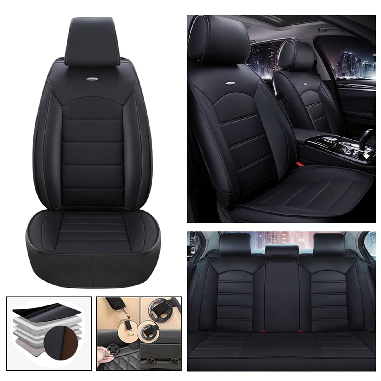 Premium Black Car Seat Covers for 2021 Ford Mustang Mach-E - Luxury Comfort, Anti-Slip & All-Weather Protection - Full Coverage Airbag-Compatible Seat Protectors (Perfect for Daily Commutes, Road Trips & Extreme Weather Protection)