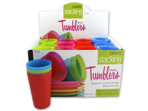 Bulk Plastic Stacking Tumblers - Set of 48 | Durable & Reusable Drinking Cups for Parties, Picnics, and Outdoor Events
