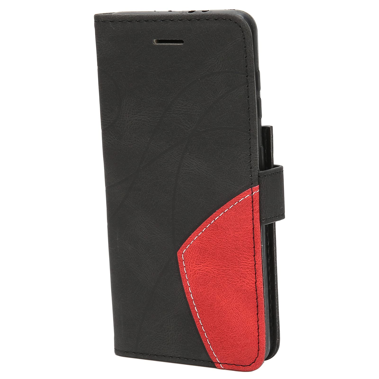 Premium PU Leather Phone Wallet Case with 2-Color Stitching & Side Pocket - Precise Cutouts & Detachable Lanyard for iPhone & Android (Black) | Slim Protective Cover for Everyday Use & Travel