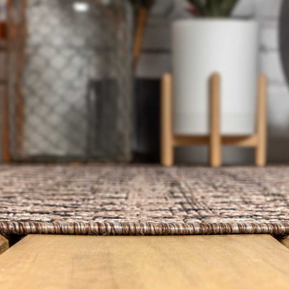 Ourika Moroccan Geometric Textured Weave Indoor/Outdoor Square Rug - Boho Chic Home Decor for Living Room, Bedroom, Patio & Porch
