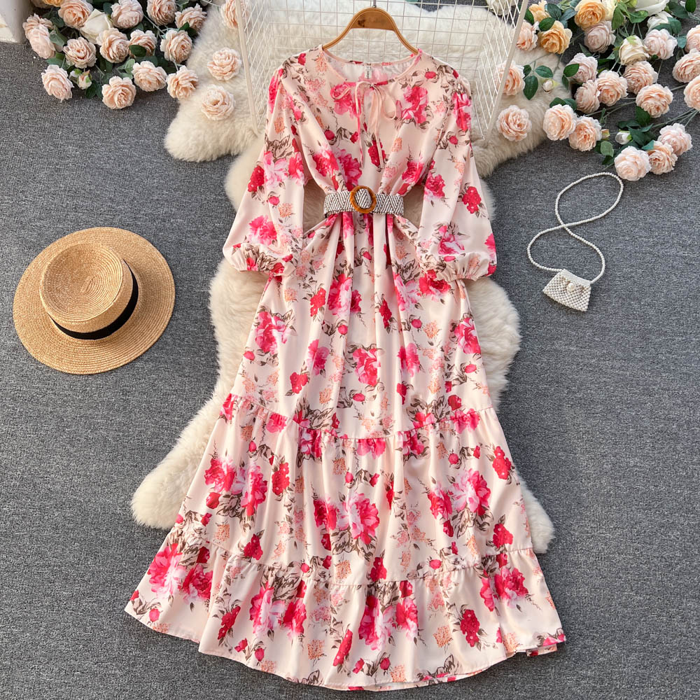 New Puff Sleeve Printed Floral Dress - Fairy Long Skirt for Women | Elegant Summer Maxi Dress for Beach, Party & Boho Style Outfits