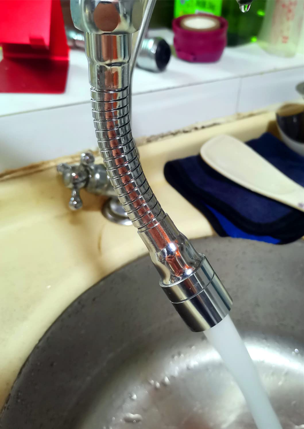 7 Inch Metal Hose Faucet Sprayer Attachment - Goose Neck Kitchen Sink Aerator with Polished Chrome Finish for Hot & Cold Water (Silver) | Perfect for Washing Dishes, Cleaning Vegetables & Flexible Kitchen Tasks