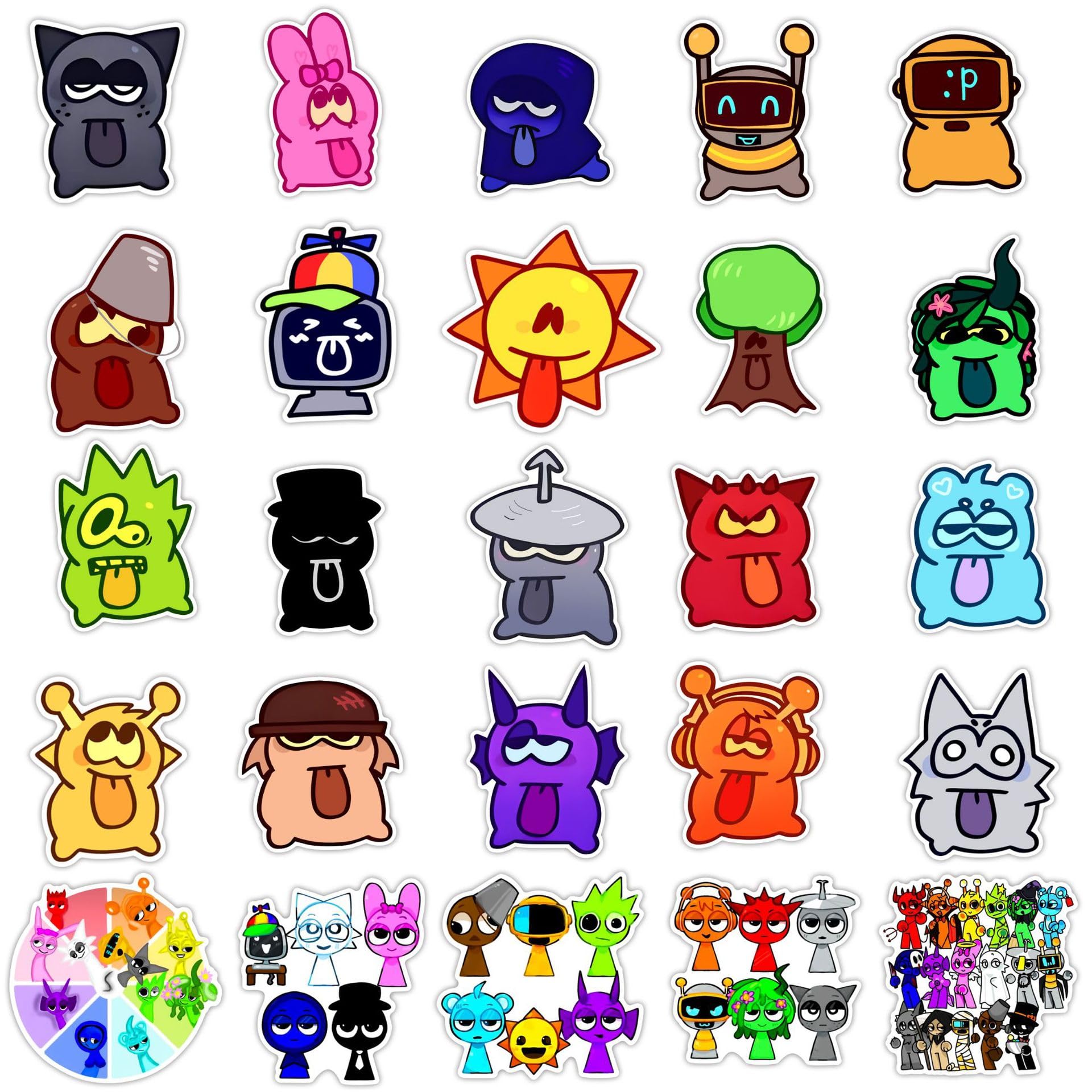 52Pcs Waterproof Removable Cartoon Stickers for Kids - Fun Decals for Water Bottles, Laptops, Phones, Guitar & Suitcase - Perfect for Boys and Girls Room Decor, School Supplies & Party Favors