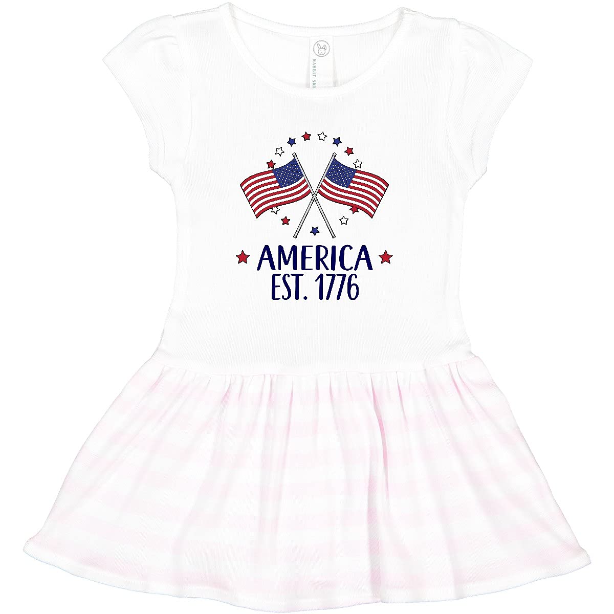 Inktastic America Est 1776 4th of July Toddler Dress - Patriotic Baby Girl Outfit for Independence Day Celebrations, Family BBQ & Summer Festivals