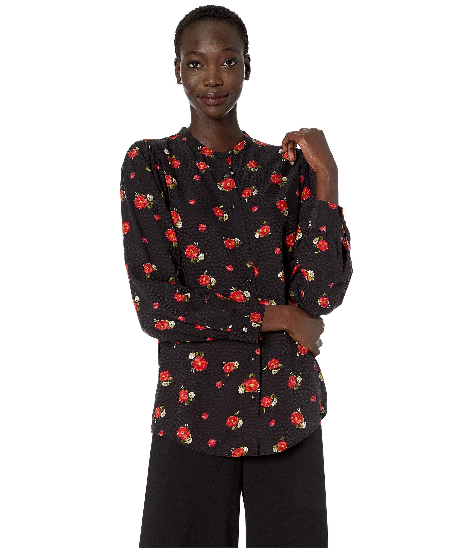 The Kooples Women's Floral Print Button-Down Blouse - Elegant Long Sleeve Shirt for Office, Date Night & Casual Wear