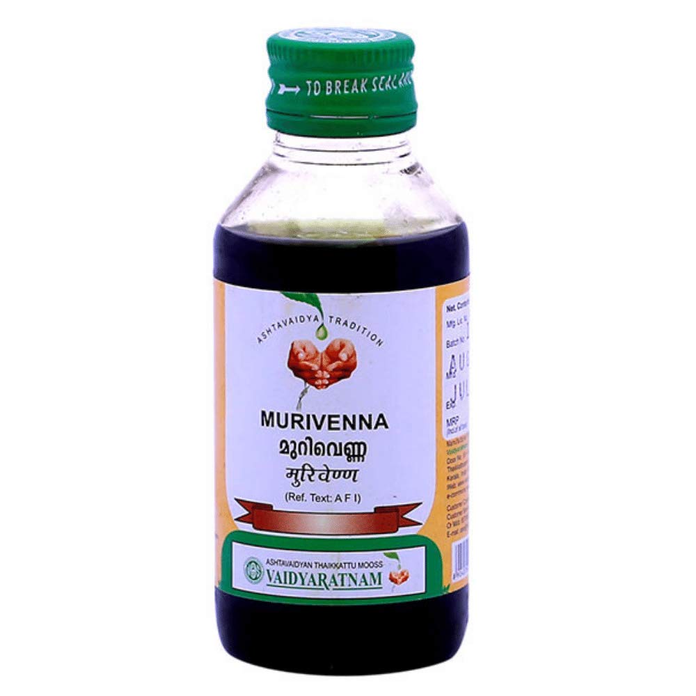 Vaidyaratnam Murivenna Ayurvedic Oil 200ml (Pack of 2) - Herbal Pain Relief & Joint Care | Traditional Kerala Ayurveda Remedy for Muscle Pain, Sprains & Arthritis | Perfect for Massage Therapy & First Aid Kit