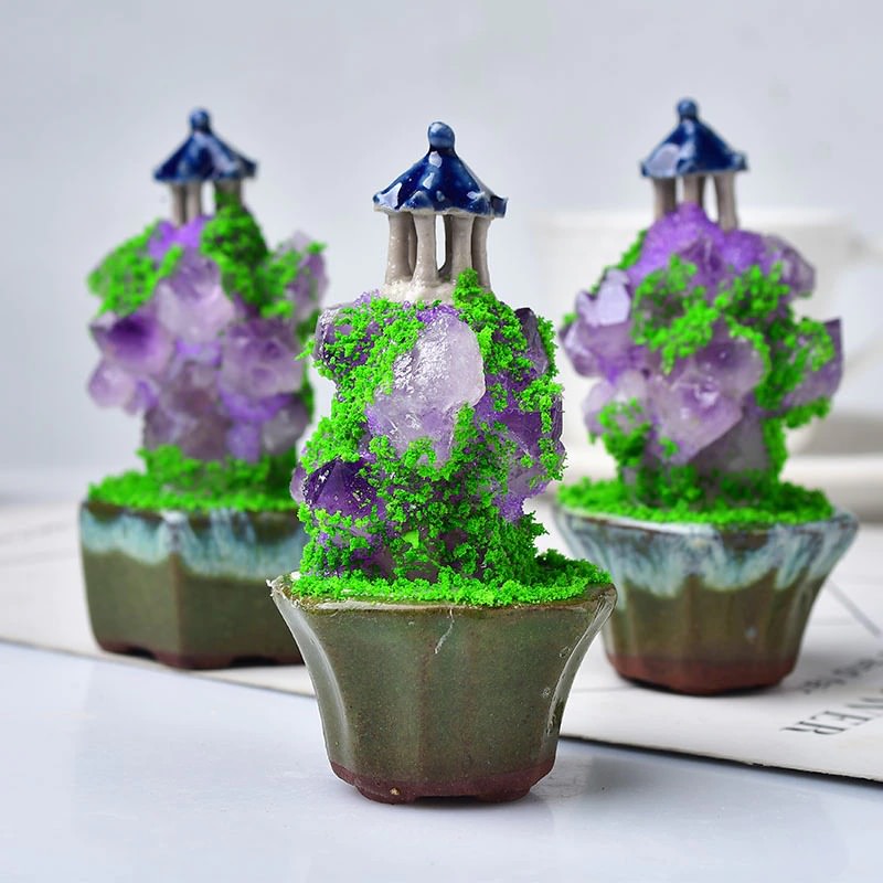 Amethyst Fairy Tower Mini Figurine - Handcrafted Crystal Fairy Statue for Home Decor, Gift & Spiritual Healing | Perfect for Meditation, Yoga Spaces & Fantasy Collections