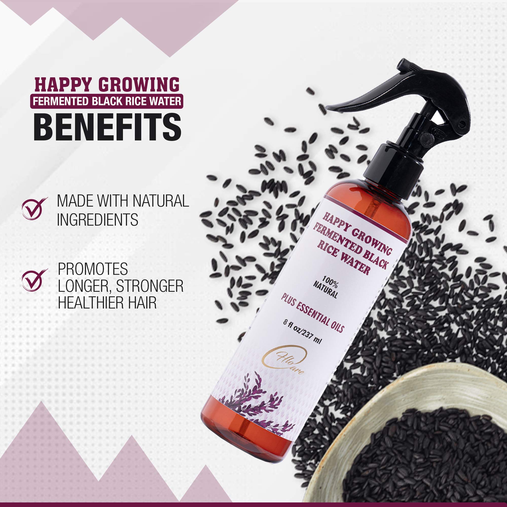 Fermented Black Rice Water Hair Conditioner with Biotin & Essential Oils - Hair Growth Treatment Kit with Scalp Massager - For Thicker, Longer & Healthier Hair - Perfect for Dry, Damaged Hair & Scalp Care at Home