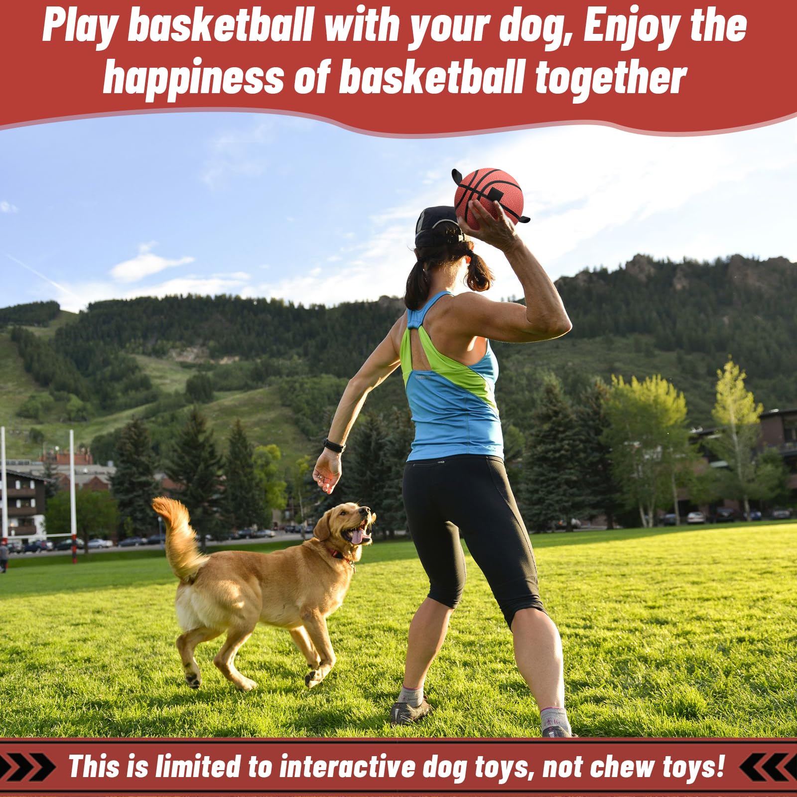 **QDAN 6-Inch Red Dog Ball Basketball Toy with Straps - Durable Tug of War & Water Fetch Toy for Small & Medium Dogs - Perfect for Pool Play, Training, and Birthday Gifts**