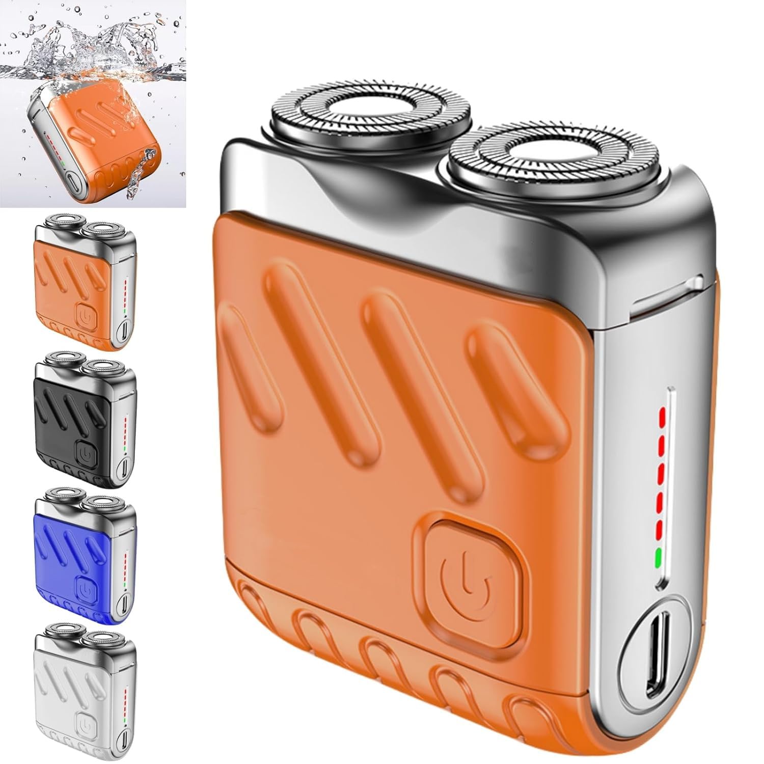 Men's Portable Mini Electric Shaver - Rechargeable Wireless Rotary Shaver with Double-Ring Magnetic Cutter, Waterproof & Travel-Friendly (Orange) | Perfect for Business Trips, Gym Bags & On-the-Go Grooming