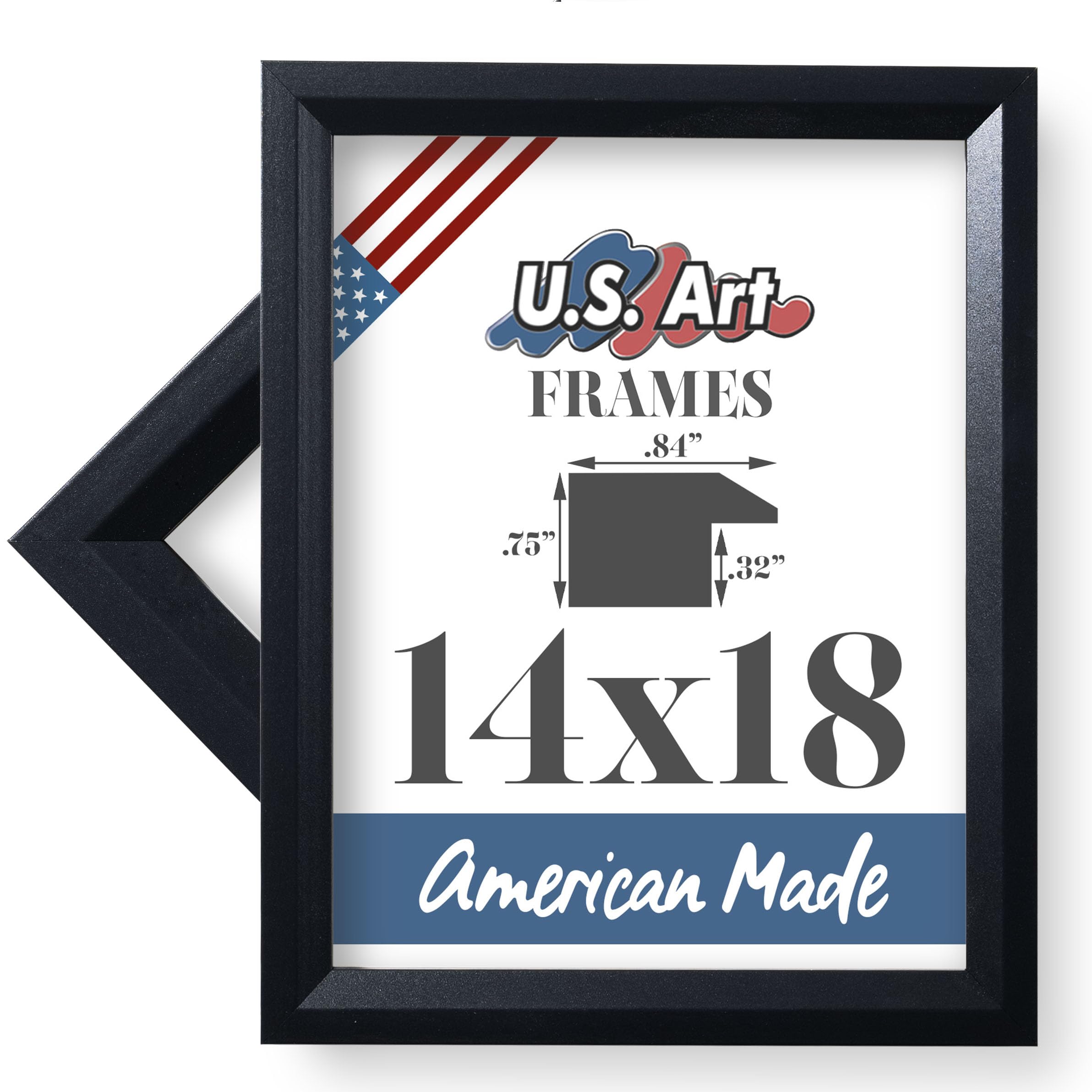 14x18 Inch Black Solid Poplar Wood Picture Frame - Thin .84 Inch Profile for Wall Decor, Posters & Artwork - Perfect for Home, Office & Gallery Displays