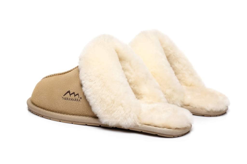 **Tarramarra Women's Rosa Scuff Sheepskin Slippers - Warm Winter Fluffy Shearling House Shoes for Indoor Comfort & Cozy Home Wear**