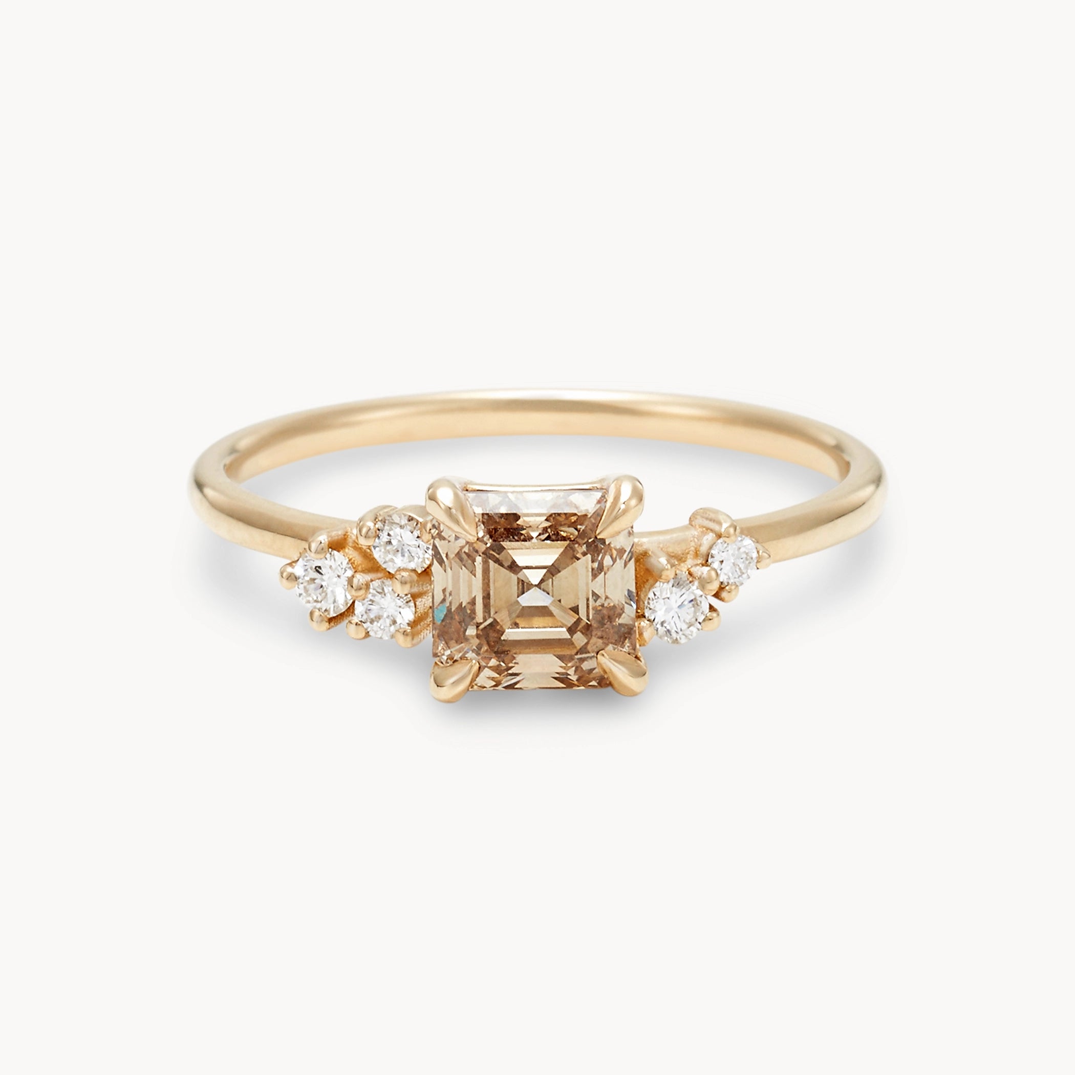 Borealis Bond Unique 14K Yellow Gold Ring with Asscher Cut & Brilliant Diamonds – Perfect for Engagement, Anniversary & Special Occasions