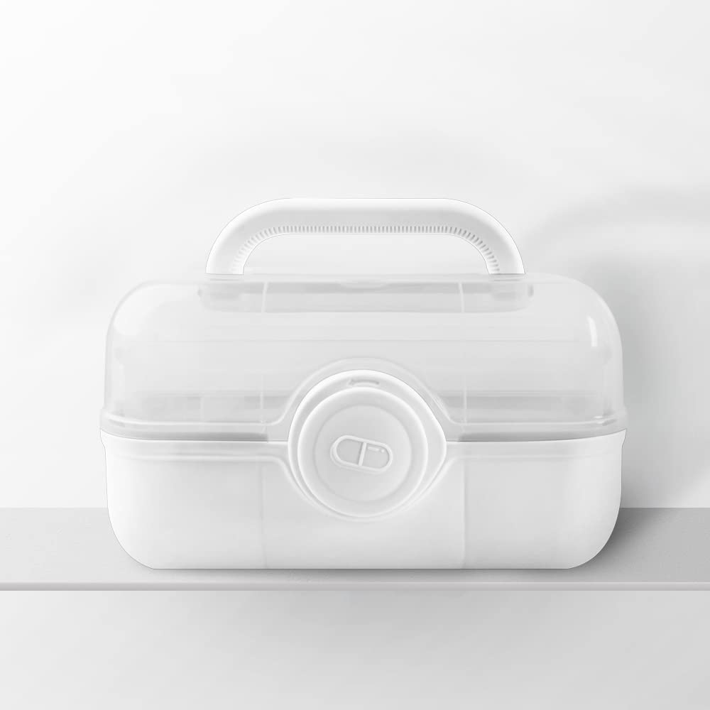 Uotyle 3-Layer Portable Medicine Storage Box with Handle - Household Pill Organizer for Daily Medication, Travel & First Aid (White) - Perfect for Home, Office & Travel Use