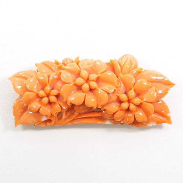18K Yellow Gold Coral 2-Way Brooch Pin - Vintage Jewelry for Women - Perfect for Weddings, Parties & Special Occasions