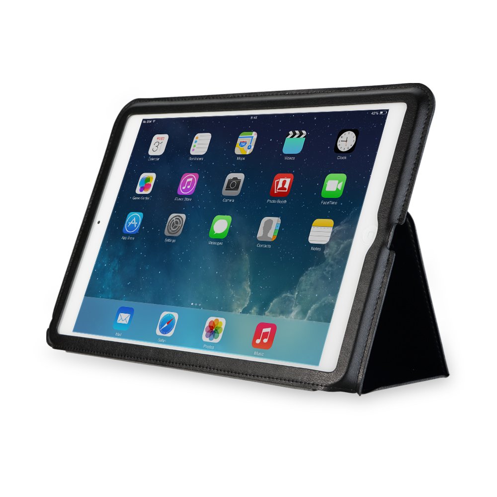 GGMM IntelliFolio-IA Genule Leather Wallet Case for iPad Air - Slim Protective Cover with Card Slots, Black (iPa50501) | Perfect for Business Travel & Daily Commute
