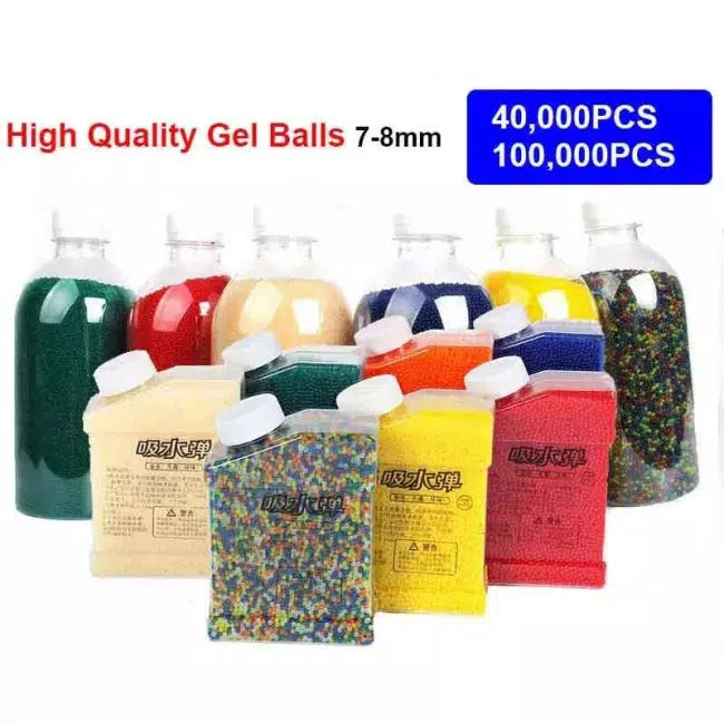 40,000/100,000pcs 7-8mm Hardened Colored Gel Balls for Airsoft Guns - High-Performance Water Beads for Outdoor Shooting Games & Training