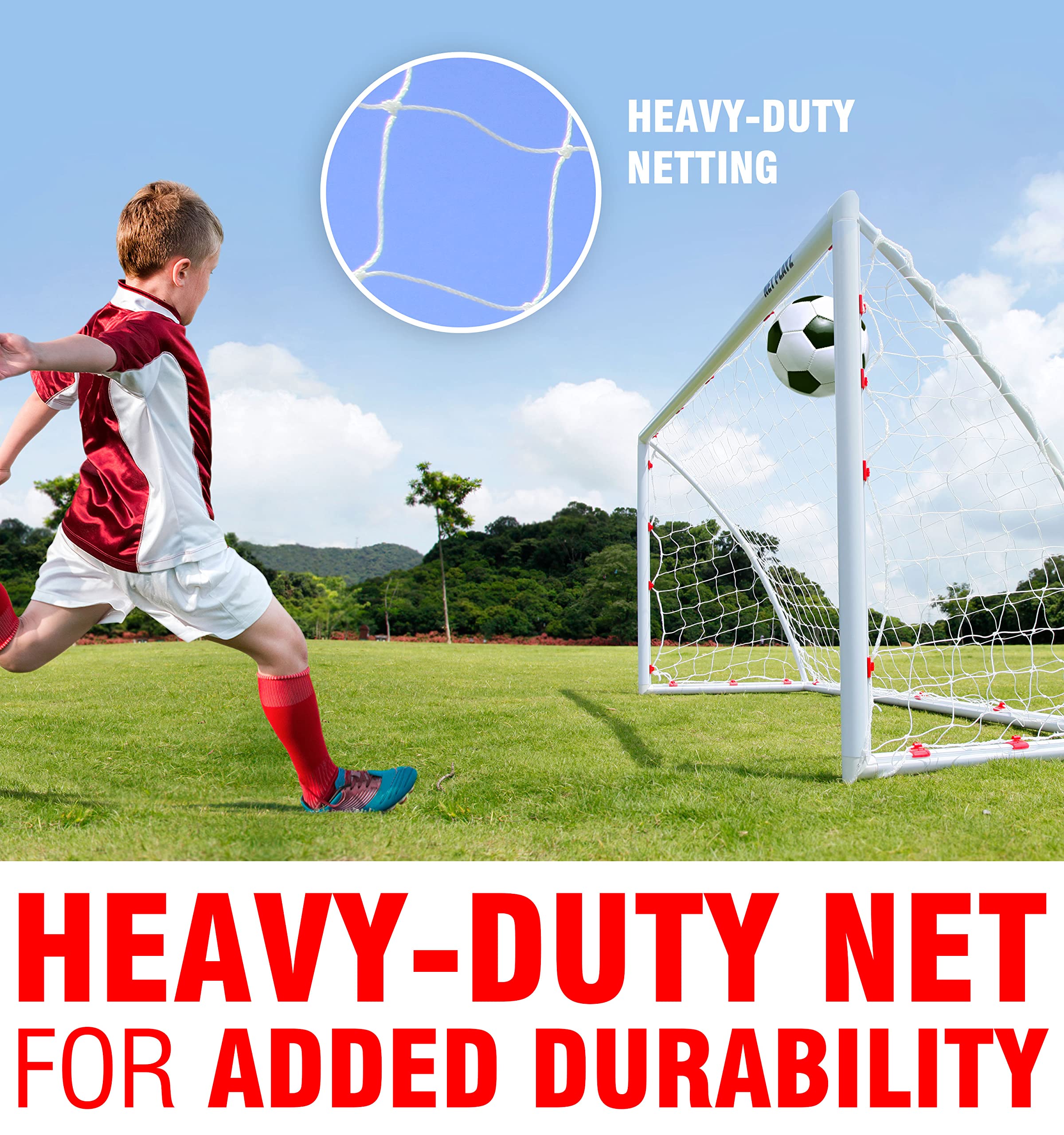 NET PLAYZ 8'x4' High-Strength Portable Soccer Goal for Backyard - Weatherproof Fast Setup Football Net for Kids, Teens & Youth - Perfect for Backyard Practice, Training & Birthday Gifts (White, NOS34740A01)