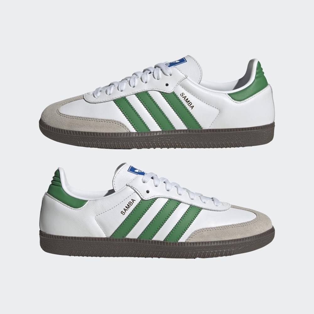 adidas Samba OG Men's Sneakers - White/Green Cloud Supplier Color - Size 9 US - Classic Casual Shoes for Everyday Wear & Street Style Fashion