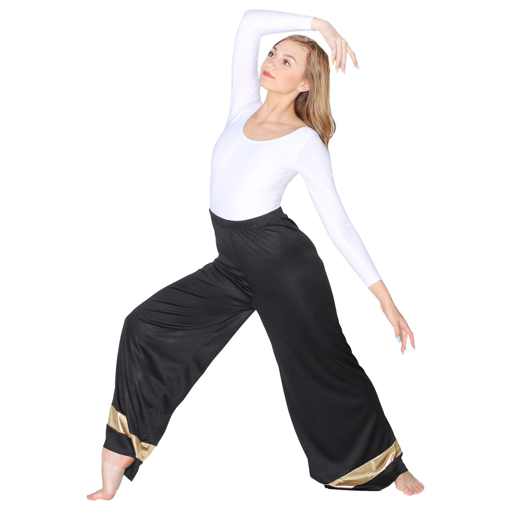 Danzcue Women's Praise Dance Palazzo Pants - Flowy Wide Leg Worship Dance Pants for Church & Performance - Comfortable & Breathable Fabric for Rehearsals & Events