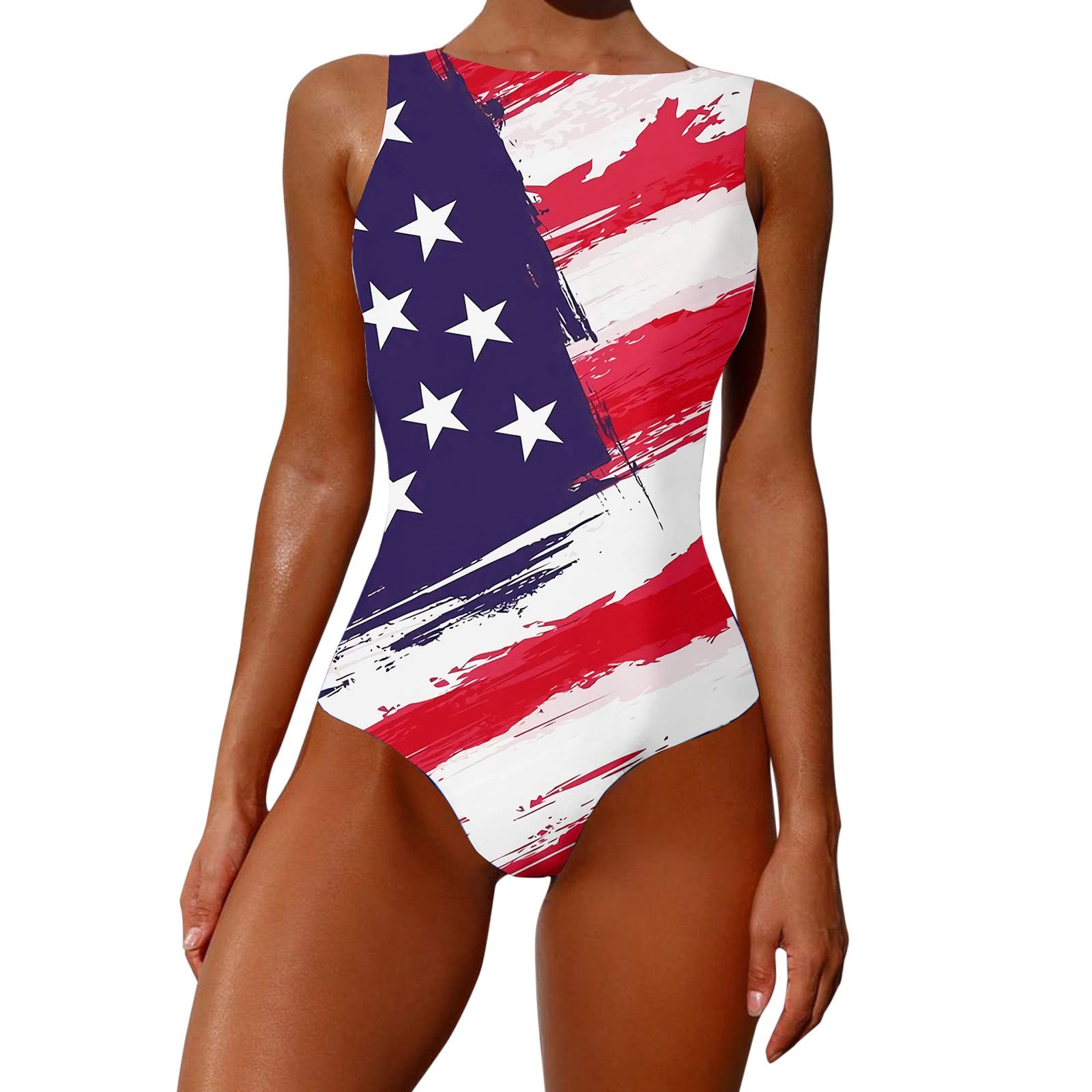 Women's Patriotic Monokini One Piece Swimsuit - High Cut Athletic Swimwear for Training & Beach | Perfect for Pool Workouts, Summer Vacations & Water Sports
