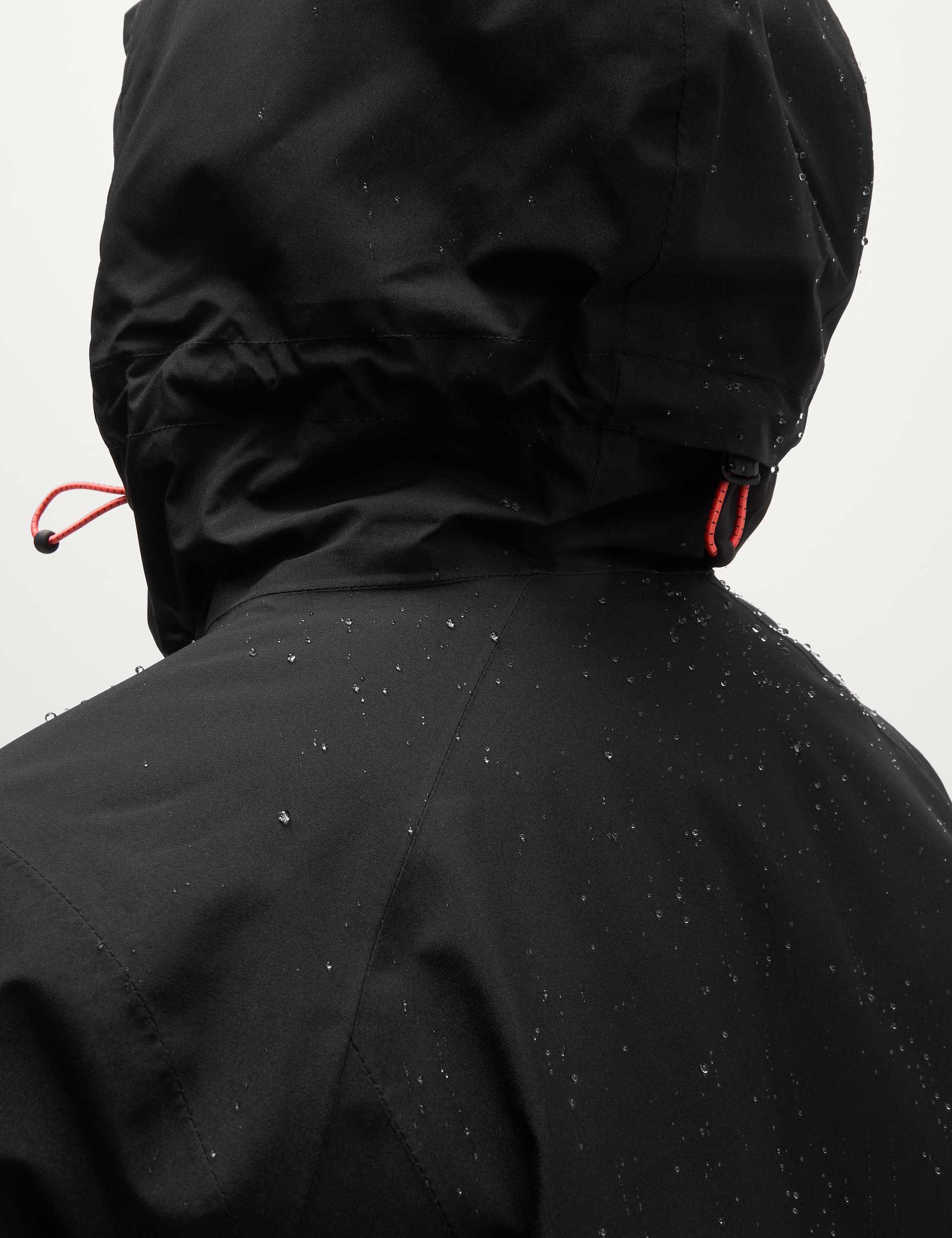 Waterproof Hooded Jacket with Padding - Black | Outdoor Raincoat for Hiking, Camping & Daily Commute