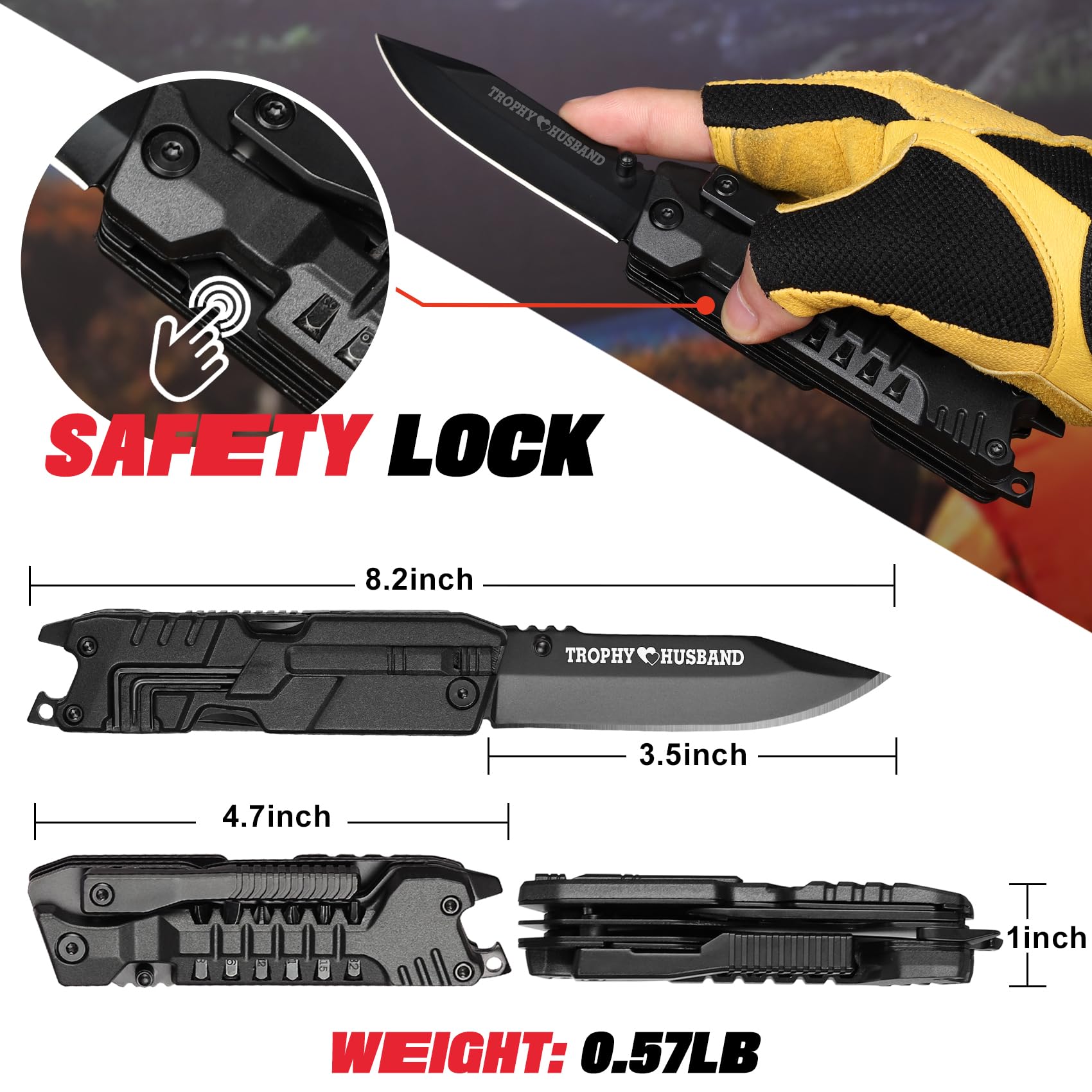 19-in-1 Multitool Knife for Husband - Perfect Gift for Valentine's, Christmas & Anniversaries - Outdoor & DIY Use