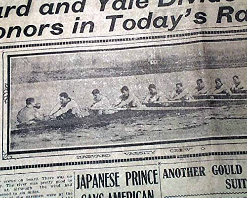 1927 Harvard-Yale Regatta Boat Race Newspaper - Evening Tribune San Diego June 25, 1908 - Historic Rowing Competition on Thames River New London CT - Perfect for Sports Memorabilia Collectors and Rowing Enthusiasts